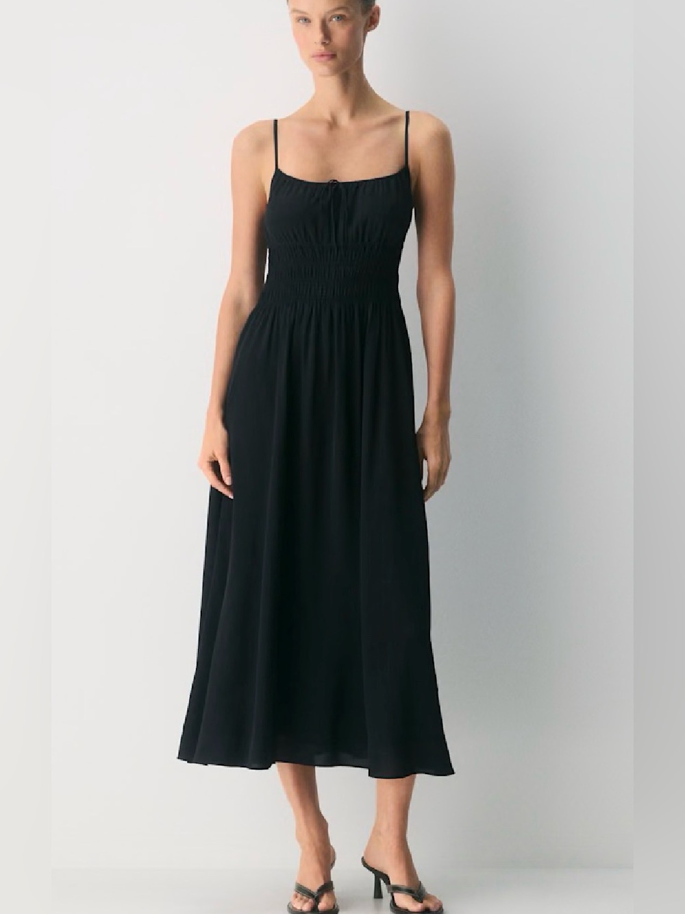 Aritzia Wilfred Typescript Cami Dress Black Chiffon Large